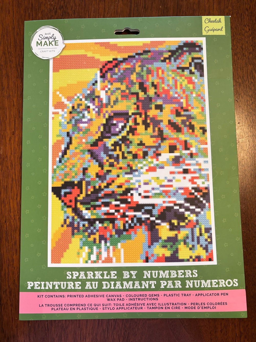 Craft Multi-Color Cheetah Pixel Diamond Art Kit